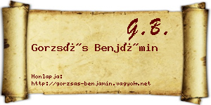Gorzsás Benjámin névjegykártya